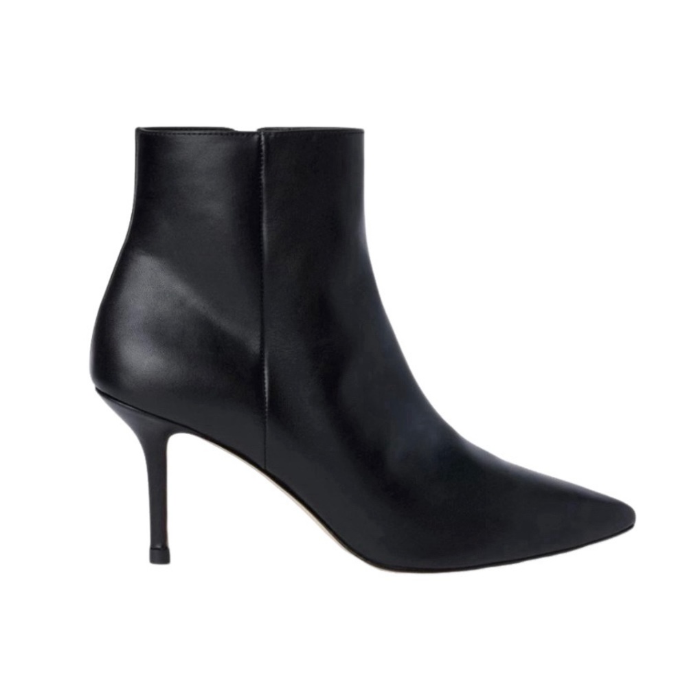 NWOB L' Agence Aimee Stiletto Bootie in Black Nappa Leather